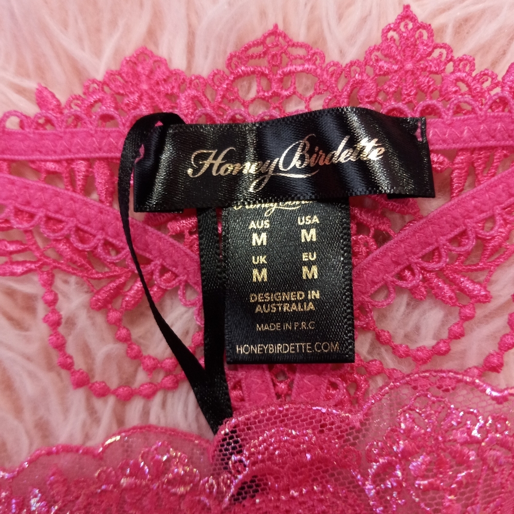 Honey Birdette luxury lingerie panty & suspender-Natalie wild pink! Shimmery sex - Picture 13 of 16